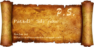 Patkó Sándor névjegykártya
